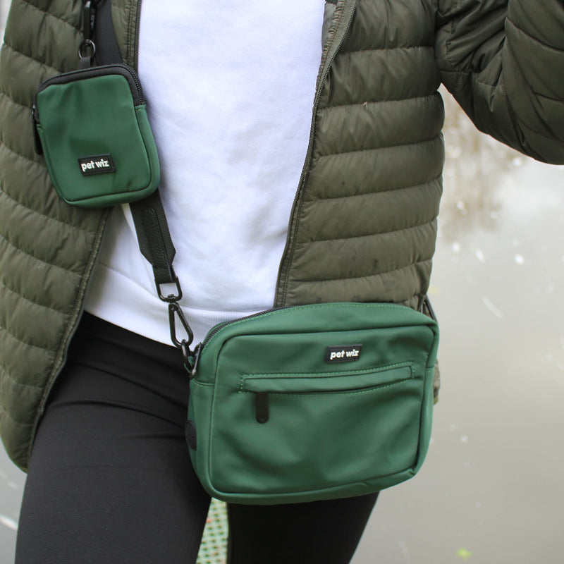 pet wiz Dog Walking Bag with Detachable and Adjustable Strap & Matching Treat Pouch (Green) - PawsPlanet Australia