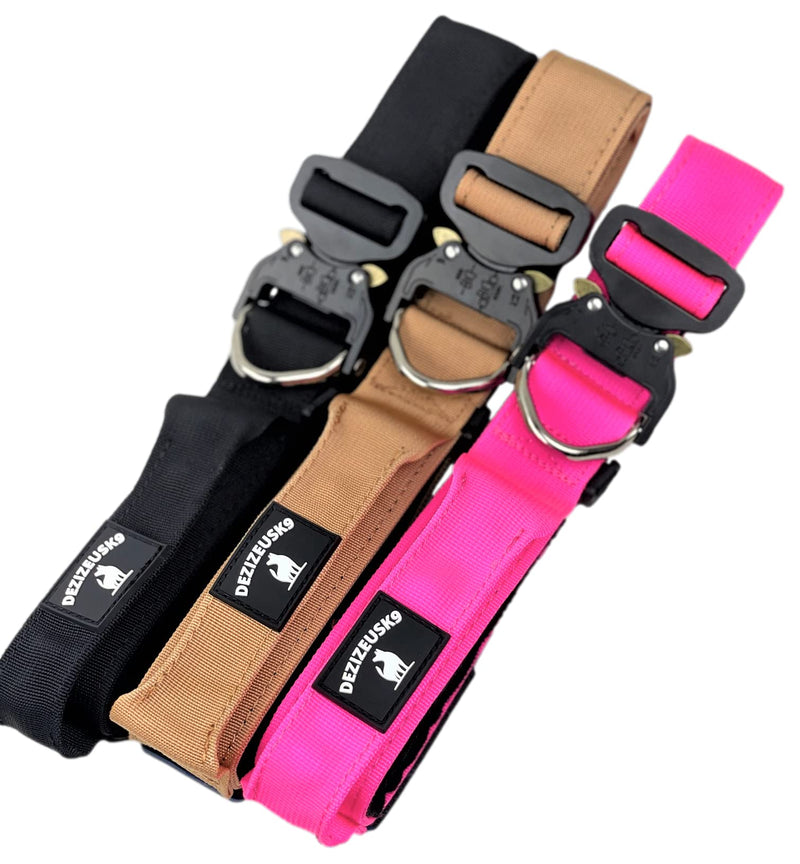Tactical Dog Collar with Handle - 1.5 Inch Thick Heavy Duty Nylon, Military Style Metal Quick Release Buckle & Integrated D-Ring, for Medium & Large Dogs – Includes USA Flag On Customizable Name Plate adjustable 14-20 inches TAN 14-20 inch - PawsPlanet Australia