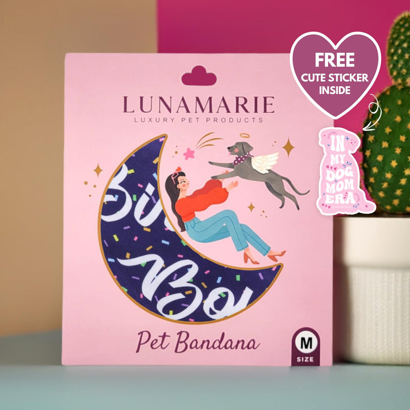 LunaMarie - Luxury Pet Birthday Bandanas -Premium & Silky Poly Fabric | 100% Handmade | Custom Shape Dual Layered (Birthday Boy, X-Small) - PawsPlanet Australia