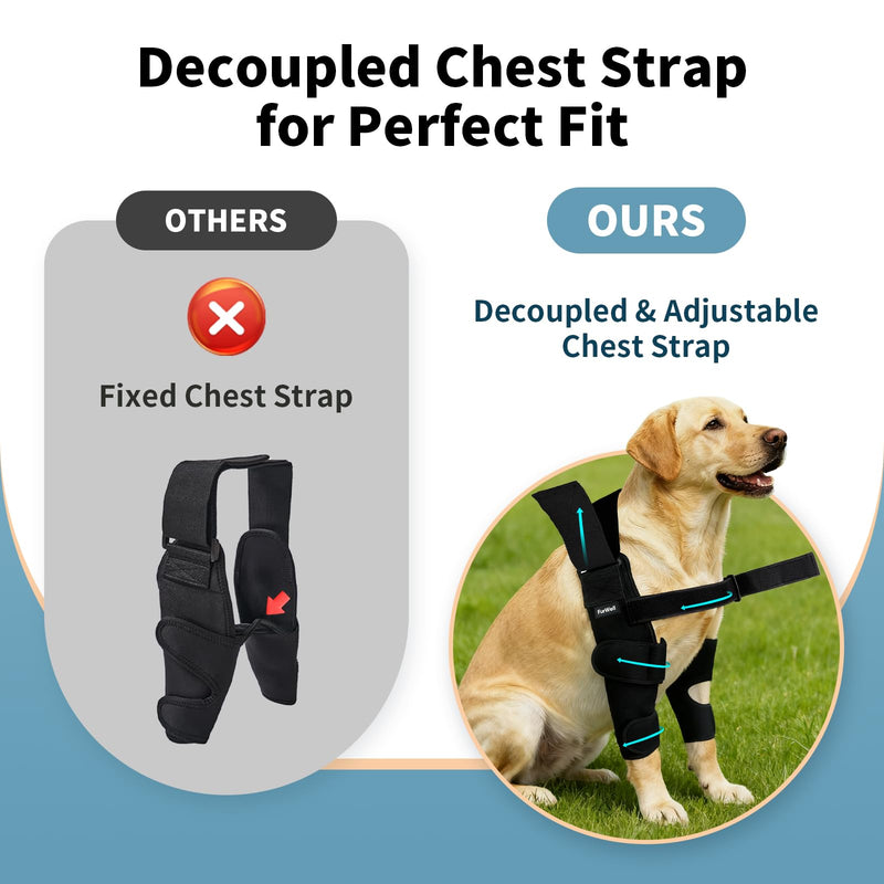 Dog Elbow Brace Protector with Decoupled Chest Strap - Breathable, Abrasion-Resistant - Adjustable Elbow Support for Hygroma, Dysplasia, Arthritis, Calluses & Shoulder Instabilit(Both Legs, M) M - Both Legs Black