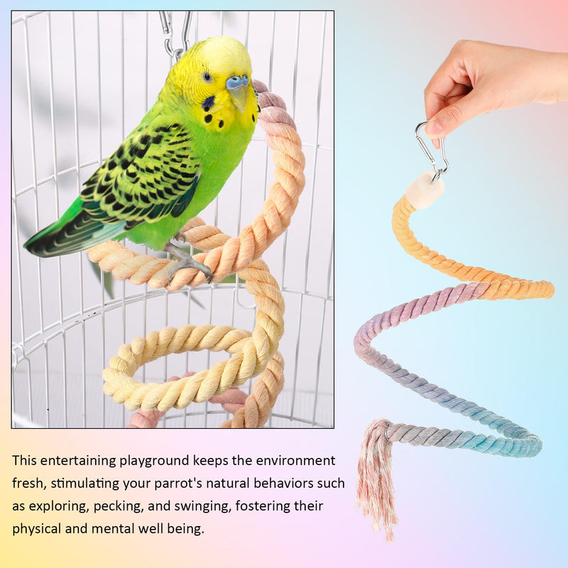 2 Pcs Gradient Bird Rope Perches Birdcage Swing Toy for Parrots Birdcage Cotton Swing Climbing Rope Standing Bungee Toy Accessory for Parrots, Cockatiel, Parakeet, Lovebird, Budgie(39.4'') 39.4'' - PawsPlanet Australia