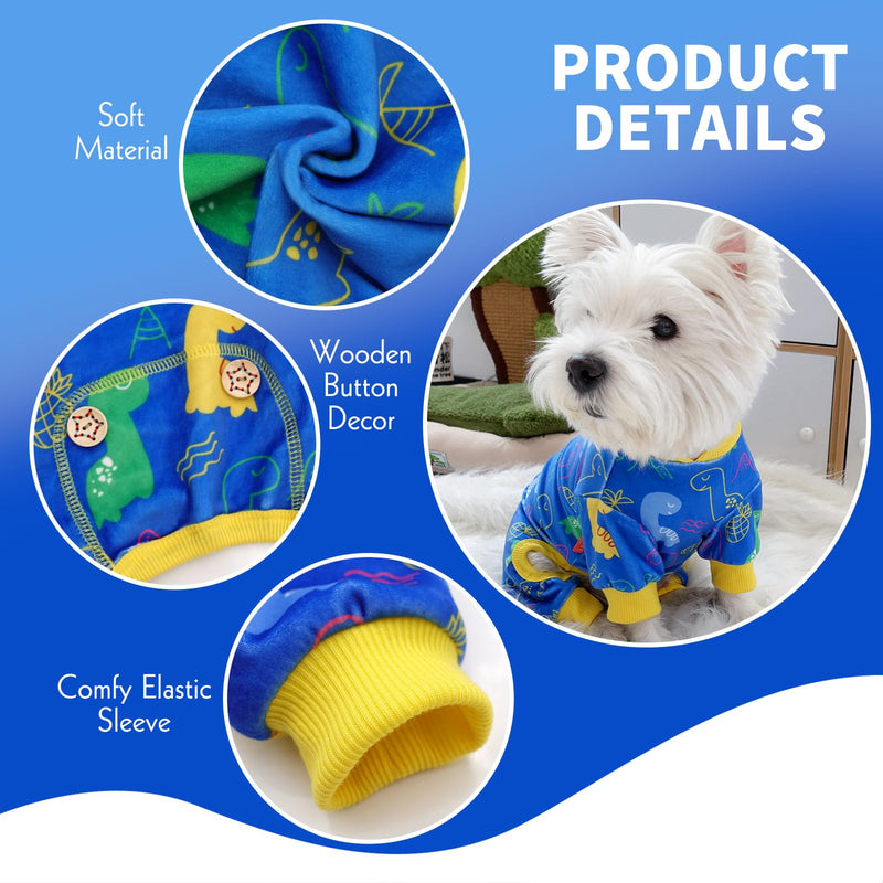 KYEESE Dog Pajamas for Small Medium Dogs with Dinosaur Soft Material Stretchable Dog Pajamas Onesie Dog Apparel, X-Large X-Large (25-40lbs) 1# Dinosaur - PawsPlanet Australia