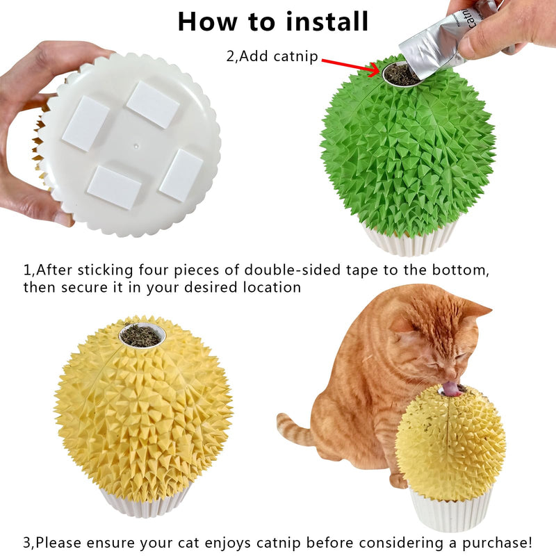 Catnip Feeder - Cat Face Scratcher Wall Corner Massage Comb for Indoor Cats Self Grooming Brush (Green) green - PawsPlanet Australia