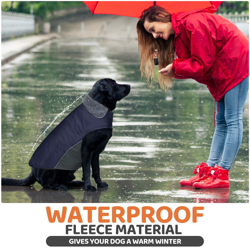 100% Waterproof Thicken Dog Jacket for Lab, Pitbull, Doberman, Standard Poodle, German Shepherd - Large, Navy, 3XL 3XL"chest girth 31.8-39.0", body 26.3" - PawsPlanet Australia