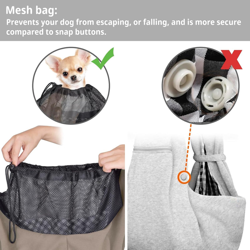 CUBY Puppy Carrier, Adjustable Reversible Cat Dog Sling Carrier for Small Medium Dogs Hands-free Puppy Sling Protect Shoulder Strap with Safety Belt Zipper Pocket Bottom Mat Khaki - PawsPlanet Australia