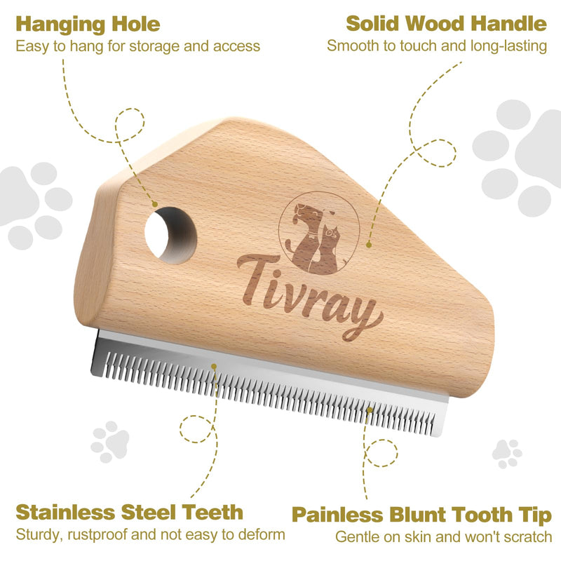Dog Brush for Shedding, Deshedding Brush for Dogs, Pet Hair Removal Tool, Painless Wood Remover for Pet Hair, Cats, Horses Cleaning, Grooming, Short and Long Fur, Ergonomic Design, 4.3inch - PawsPlanet Australia