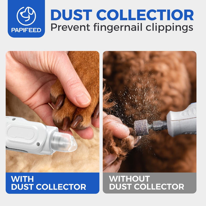 6 Speed Pet Nail Grinder with Dual LED Lights,with Dust Proof Cover,Pet Nail Grinder Super Quiet Rechargeable Electric Dog Nail Trimmer Painless Paws Grooming & Smoothing Tool for Medium Small Dog White Grinder