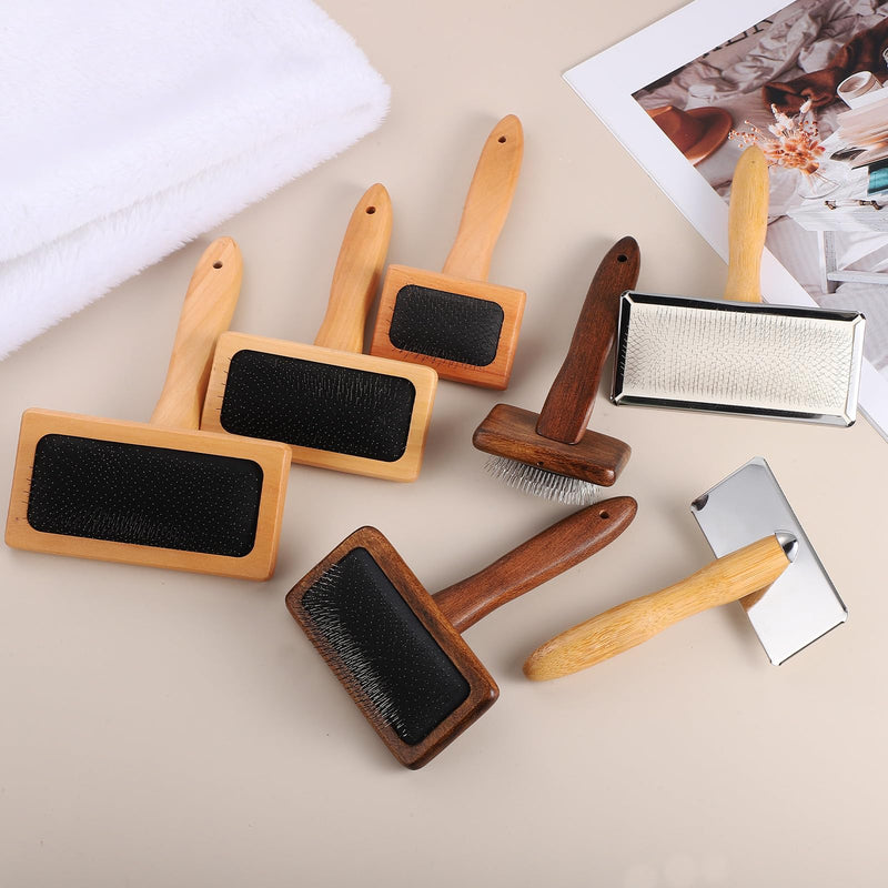 sourcing map 2 Pcs Wool Carder, Hand Carding Brush 2 Medium Wooden Pet Grooming Tool for Needle Felting Pet Grooming Weaving Craft Supplies, Black, Wood Color - PawsPlanet Australia