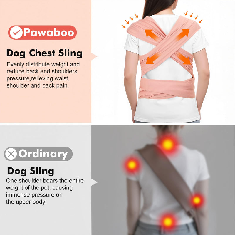 Pawaboo Pet Sling Carrier for Small Dogs and Cats, Hands Free Dog Carriers Sling, Anti-Anxious Soft Cotton Front Facing Cat Carrier Papoose, Puppy Kitten Pouch Reduce Back Neck Pain, Pink - PawsPlanet Australia