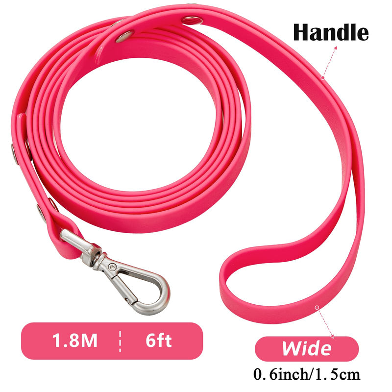 Waterproof Long Dog Training Leash 6ft Outdoor PVC Dog Leashes Great for Large Medium Small Dog Training Lead,Beach,Yard,Play,Camping(Rosered RoseRed - PawsPlanet Australia