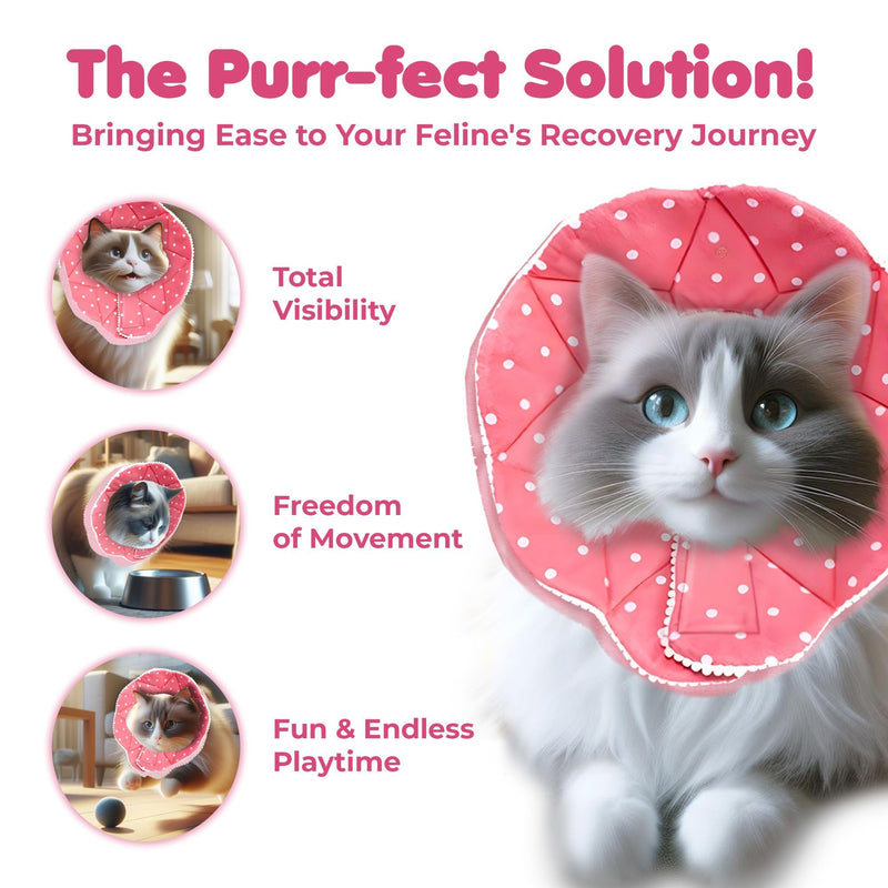 SunGrow Cat Cone Collar Soft, Pet Recovery Elizabethan E Collar Soft Neck Cone to Stop Licking for Cats & Kittens After Surgery, Cat Surgical Recovery Suit for Wound Cover, Puppy Dog & Rabbit Cone 9" - 10.5" Neck Size, Pink - PawsPlanet Australia