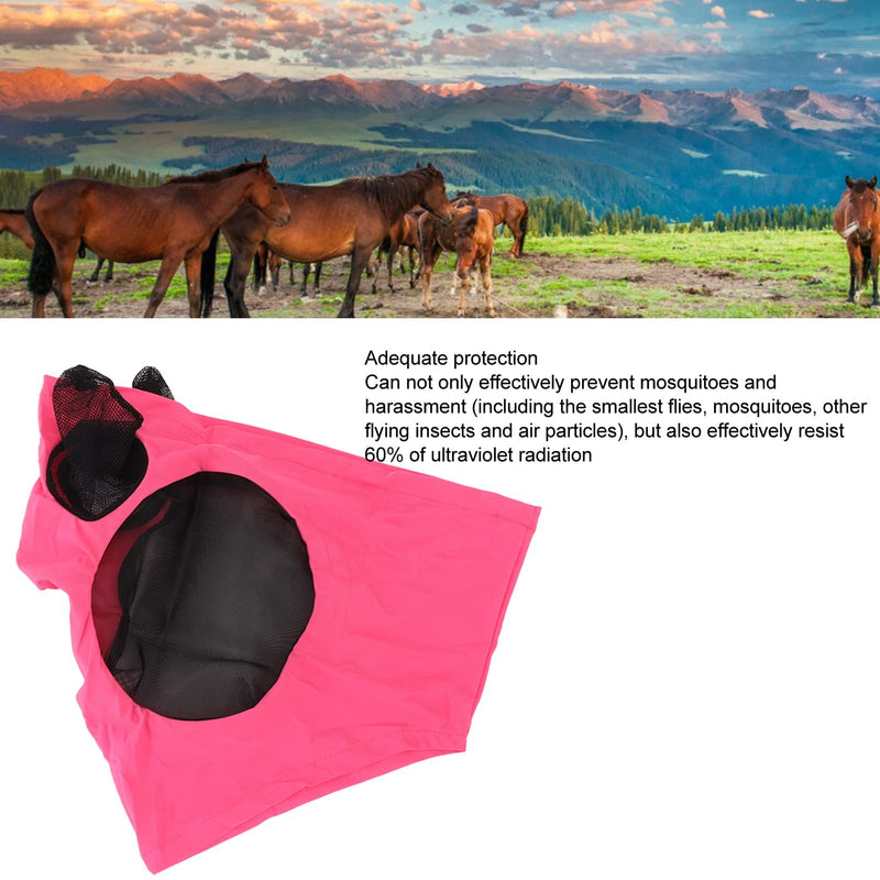 Horse Fly Mask, Professional Sun Comfortable Breathable Ears Protection Mesh Cover for Barn Horses Pink 44x36cm