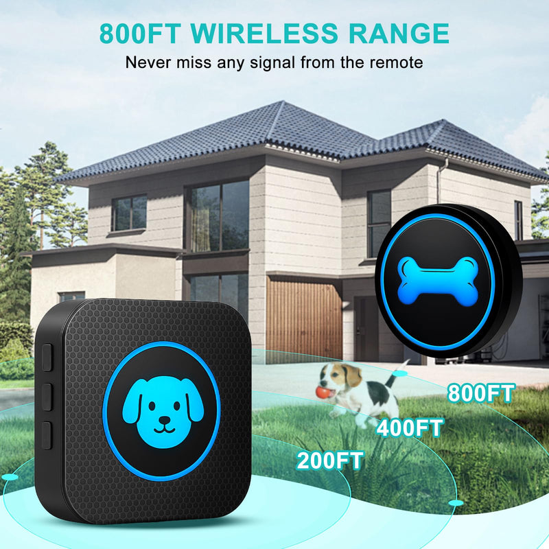 Dog Doorbell to Go Outside, Smart Wireless Doggie Doorbell for Potty Training,1000 Feet Long Range with IP65 Waterproof Super-Light Touch Button, 60 Melodies & Adjustable Volume (2 Button) - PawsPlanet Australia