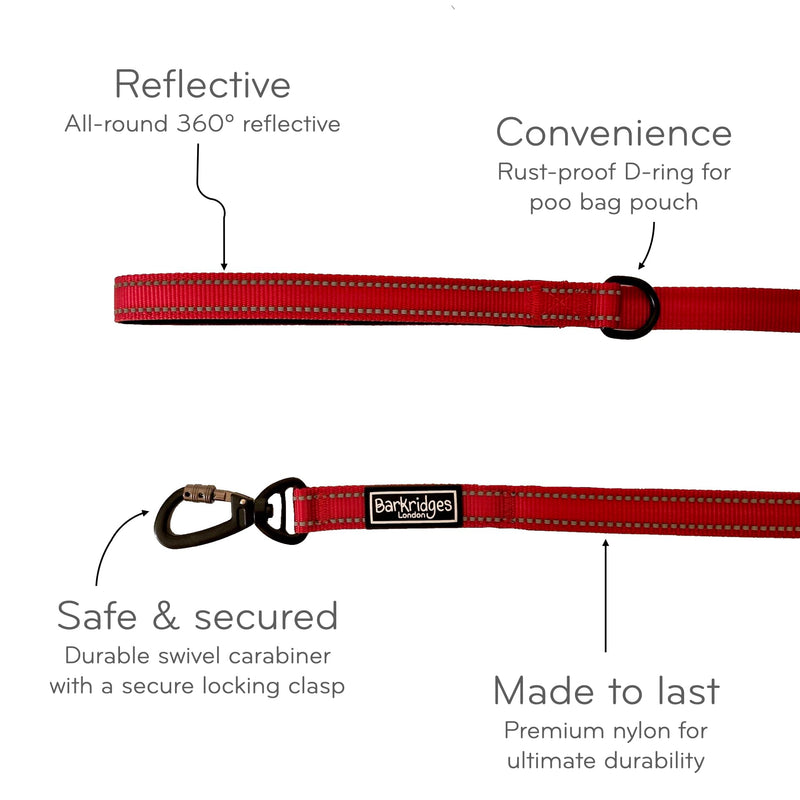 Barkridges® Premium Triple Handle Dog Lead Leash | Traffic Handle | Secured | Locking Clip | Padded Handle | Safety Reflective Strips | Comfortable for Small Medium Large Dogs (Black, 5 ft) Black - PawsPlanet Australia