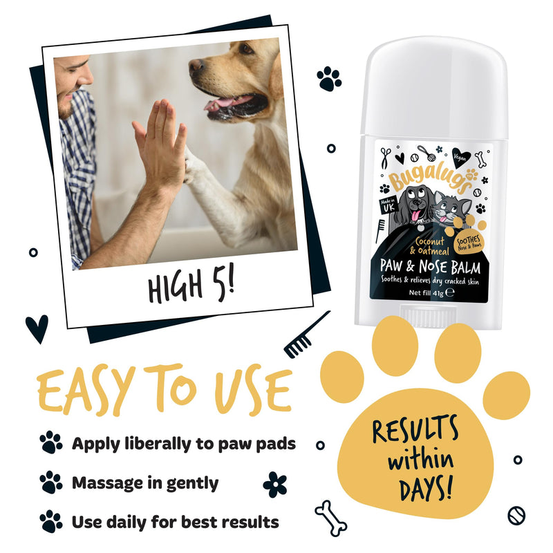 BUGALUGS Dog nose balm, Natural lick safe Paw balm for dogs contains Oatmeal, Dog paw cream Vegan formula nose balm for dogs helps and soothes itchy skin(Coconut & Oatmeal 41g) Coconut & Oatmeal 41g