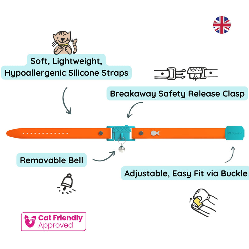 Tangerine Cat Collar with Bell. Cat Friendly Award Winner. Approved by Vets and Cat Experts. Breakaway Cat Collars Quick Release. Kitten Collar. Won't Rub Fur. Lightweight, Soft & Comfy Adult Tangerine - PawsPlanet Australia