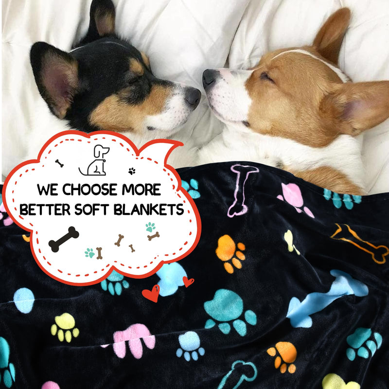 Rezutan Dog Blankets for 3 Pack Large Medium Pet Cat, Soft Fuzzy Washable Blanket, Comfort Flannel Suitable for Dogs Kennels & Beds, Sofas, Furniture, Gifts Puppy Essentials, 41 x 31 inch, Black Black(3 Pices） Large,41x31inch - PawsPlanet Australia