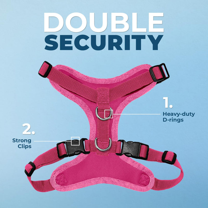 Voyager Step-in Pet Harness - All Weather Mesh, Adjustable Step in Harness for Cats and Dogs by Best Pet Supplies - Fuchsia, L Harness (Fuchsia) L (Chest: 20 - 25") - PawsPlanet Australia