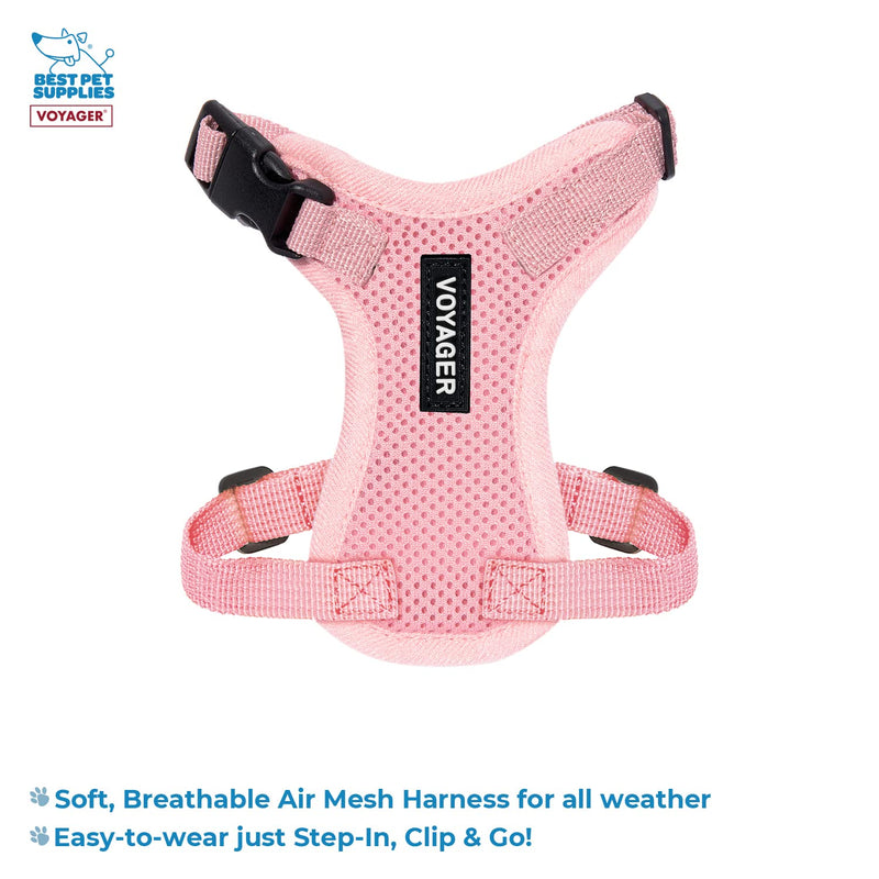 Best Pet Supplies Voyager Step-in Lock Pet Harness w Reflective Pet Leash Combo Set with Neoprene Handle 5ft - Supports Small, Medium and Large Breed Puppies/Cats - Pink, XXS Harness Leash Set (Pink) XXS (Chest: 11.5 - 14")