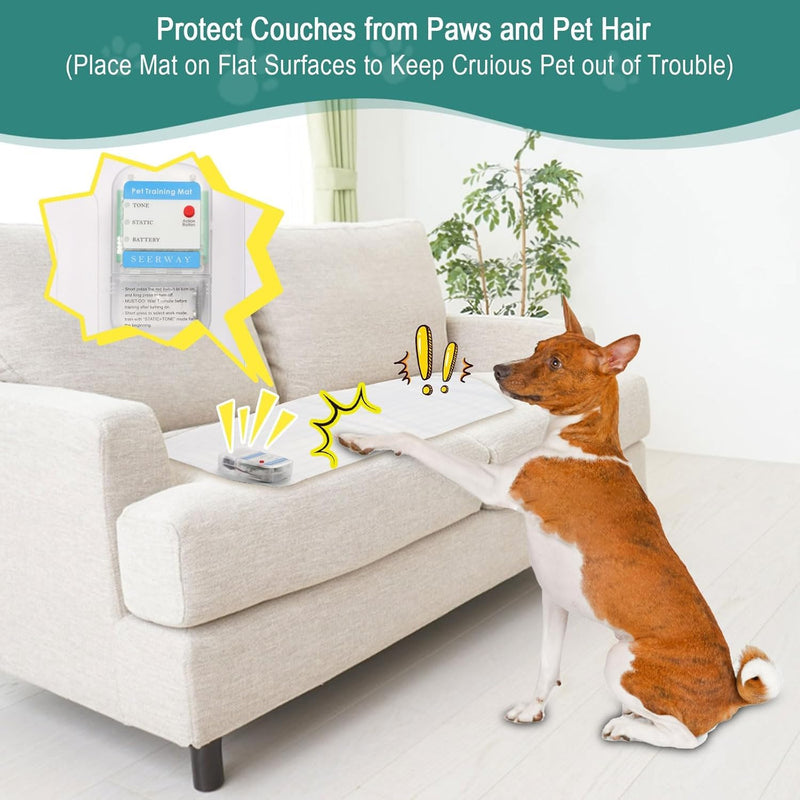 SEERWAY Pet Shock Mat with Tester for Dogs & Cats, 30"x16" Electric Training Mat to Keep Pets Off Couch, Bed, Kitchen Counter & Furniture