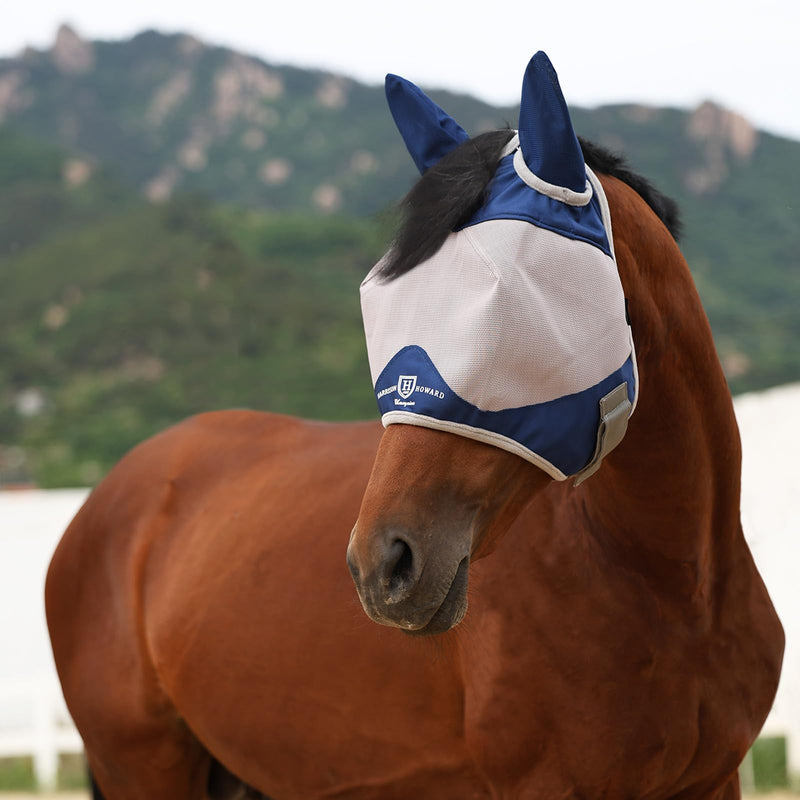 Harrison Howard Half Face Horse Fly Mask UV Protection and Breathable for Equine Use Comfortable Navy M - PawsPlanet Australia