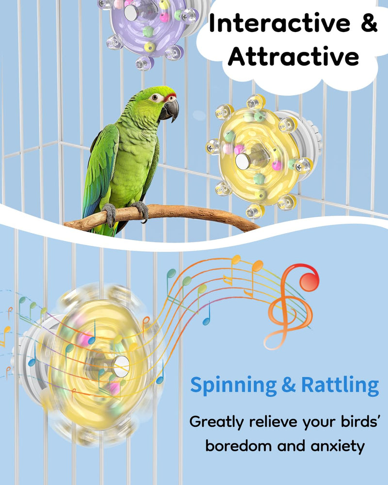 Pawfly 2 Pcs Bird Toys for Parakeets, Colorful Spinning Wheel Chew Toys, Interactive Spinner Rattle Parrot Toys, Cockatiel Toys, Parakeet Toys, Bird Cage Accessories for Entertainment Chewing Exercise - PawsPlanet Australia