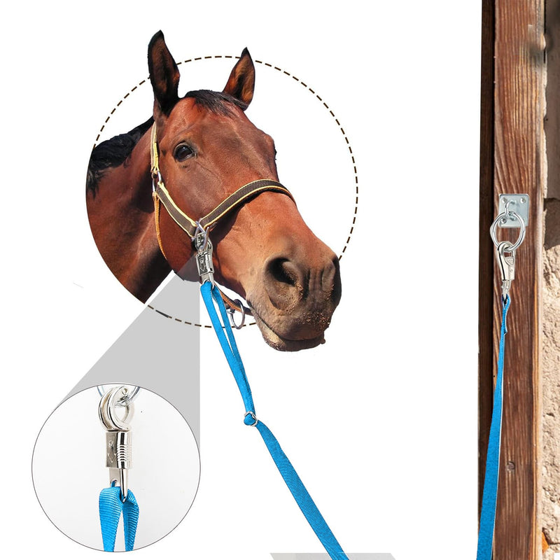 2PCS Cross Ties,Heavy Duty Adjustable Nylon Cross Ties for Horse Horse Trailer Tie with Panic Snap and Bull Snap,Adjustable Length from 44.5-78.5 Inch,Blue - PawsPlanet Australia