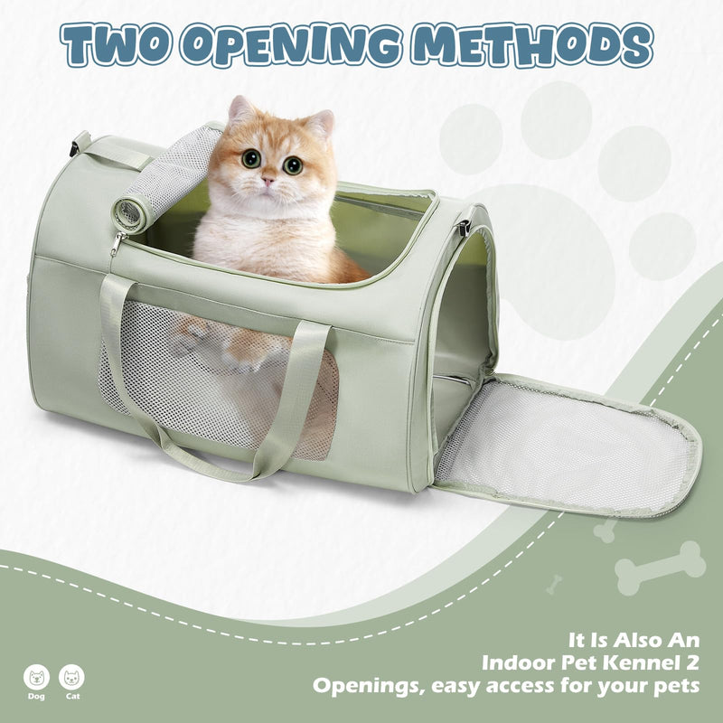 Large Cat Carriers Dog Carrier Pet for Small/Medium Cats Dogs Puppies,Soft-Sided Cat Bag Airline Approved,Carry Up to 20 Lbs,Green A-Medium-Green