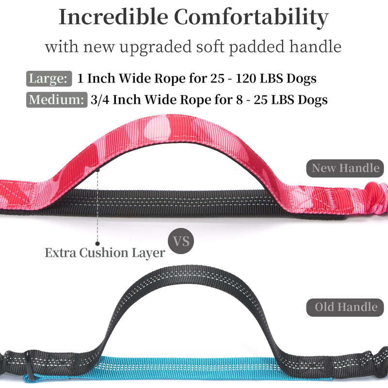 iYoShop Hands Free Dog Leash with Zipper Pouch, Dual Padded Handles and Durable Bungee for Walking, Jogging and Running Your Dog (camo Pink, Large) camo pink - PawsPlanet Australia