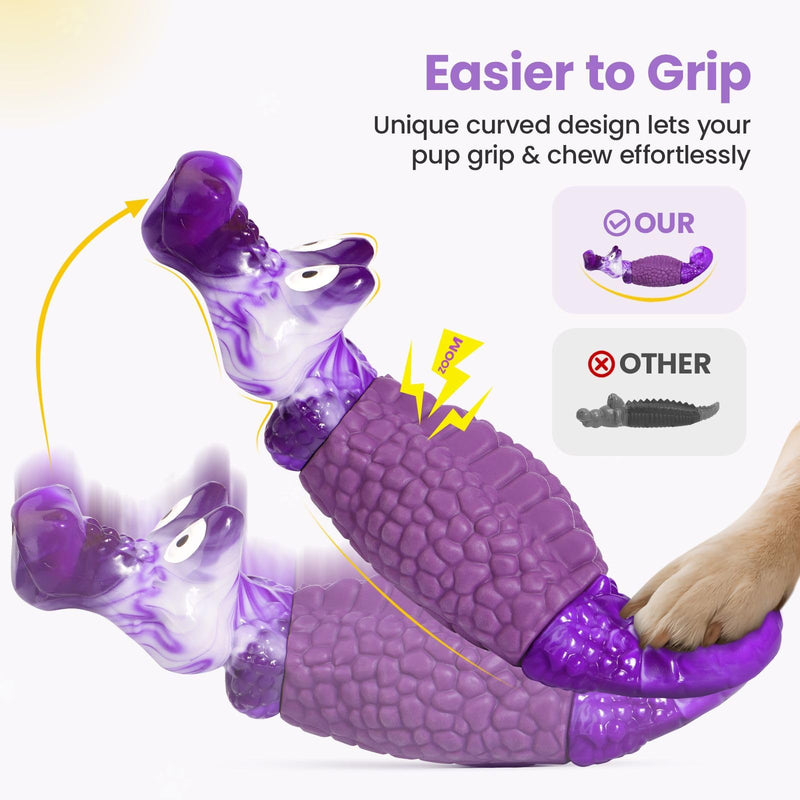 HGB Squeaky Dog Toys for Aggressive Chewers, Tough Indestructible Dog Chew Toy for Large Medium Dogs, Interactive Dog Toys to Keep Them Busy, Dog Toys for Boredom & Enrichment, Bacon Flavor - PawsPlanet Australia