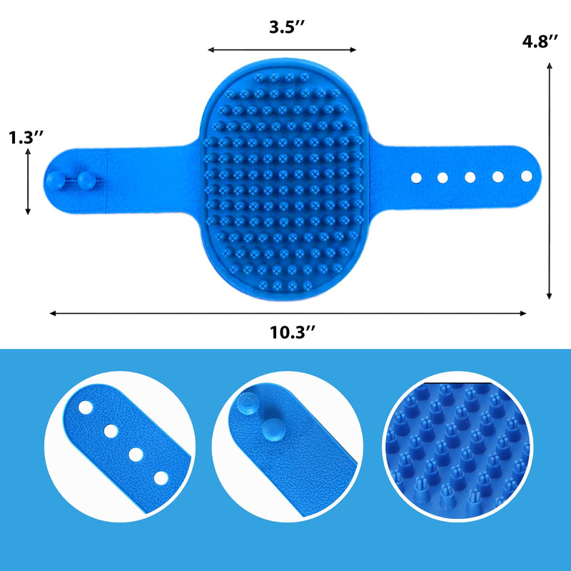 Pet Shampoo Bath Brush,Dog Massage Brush with Adjustable Ring Handle,Soothing Massage Rubber comb for Long and Short Haired Animals,Dry and Wet Available,Blue - PawsPlanet Australia