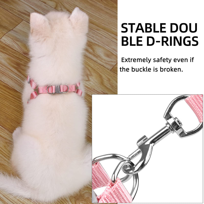 rennaio Dog Harness No Pull, Adjustable Puppy Harness with 2 Leash Clips, Ultra Comfort Padded Dog Vest Harness, Reflective Dog Harness and Leash Set for Small and Medium Dogs Pink S - PawsPlanet Australia