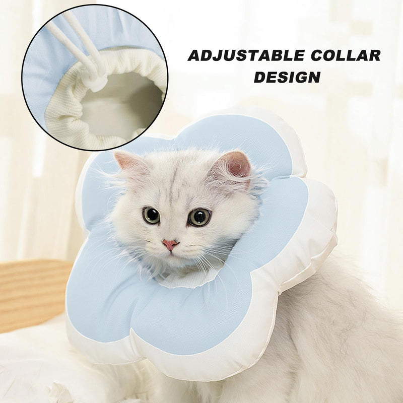 Adjustable Cat Recovery Collar - Blue Soft Cone to Prevent Licking, Biting - Anti-Lick for Pet Medical Rehabilitation