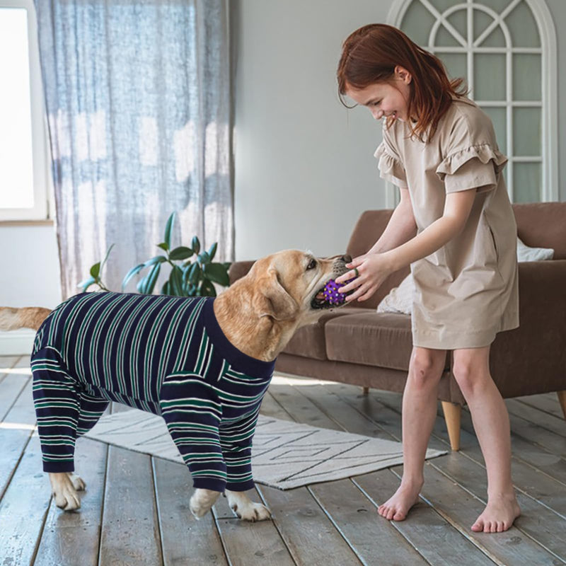 Kuoser Dog Surgery Suit Female Spay, Soft Dog Pajamas, Long Sleeve Dog Recovery Suit, Dog Clothes Onesie for Surgery, Pet Neuter Spay Bodysuit Apparel with Zipper, E-Collar & Cone Alternative Medium Navy - PawsPlanet Australia