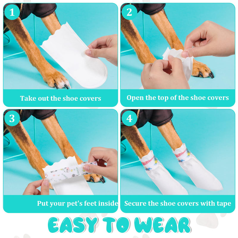 20Pcs Disposable Dog Booties for Paw Protection Self-Adhesive Waterproof Adjustable Straps Dog Shoes for Indoor & Outdoor Walking Hiking Feet Covers - PawsPlanet Australia