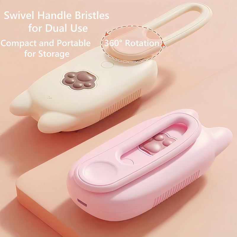 BoBow Pet Steam Brush for Dog & Cat – 3-in-1 Spritz Pet Spray Hair Removal Comb – Steam for Shedding & Grooming – Water Brush for Long & Short Haired Pets – Spritz Defur Comb (Beige) Beige - PawsPlanet Australia