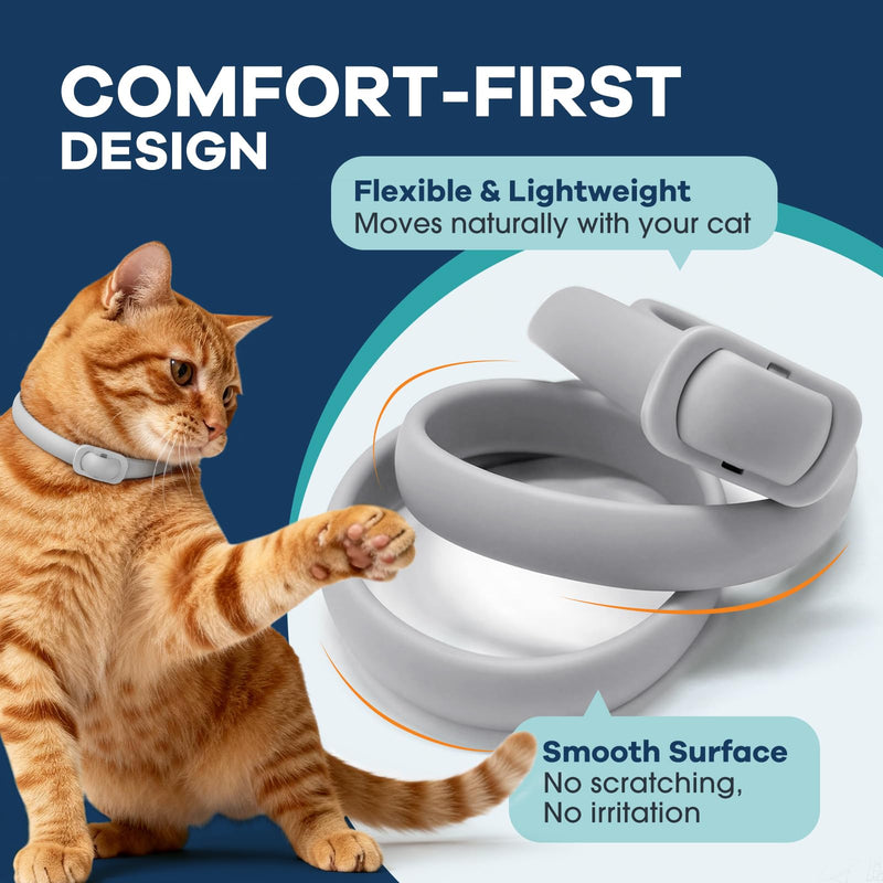 Flea and Tick Collar for Cats 5 Pack, 8 Months Protection, Plant-Based Ingredients, Water-Resistant, Adjustable & Lightweight, Suitable for Adult Cats & Kittens, White