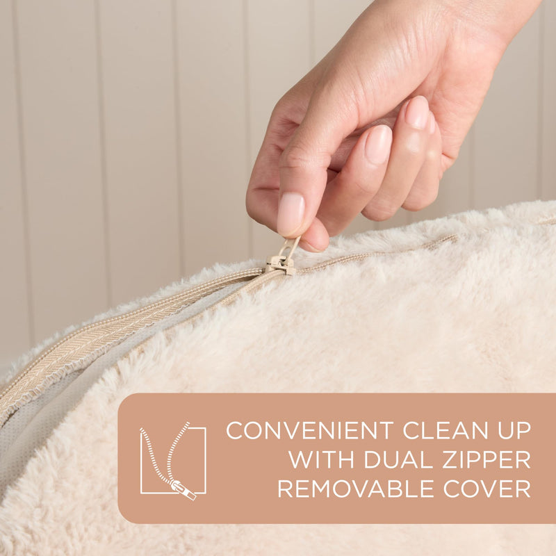 TOWN & COUNTRY EVERYDAY CuddleTown Faux Linen Comfy Cozy Cuddler Pet Bed, Supportive & Calming, Non-Slip Bottom, Machine Washable Cover, Cream, Small 22"x20"x7" - PawsPlanet Australia