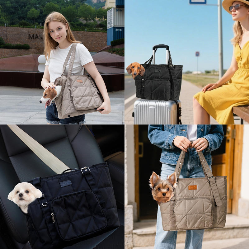 Dog Carriers for Small Dogs Pet Carrier Purse for Puppy and Cats Stylish Tote Bag with Pockets Adjustable Shoulder Strap for Travel/Shopping Black - PawsPlanet Australia