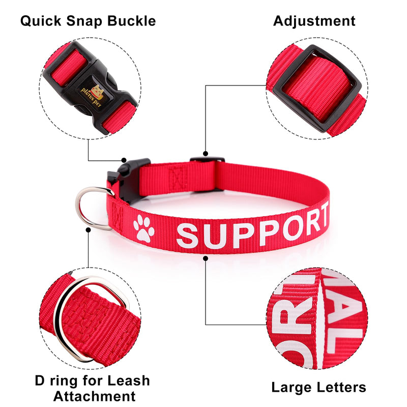 Plutus Pet Support Animal Collar,Printed in Large Letters on Nylon Webbing,Prevents Accidents by Warning Others of Your Dog in Advance,Two Colors,Four Sizes,Neck 8-12 inch,Extra Small,Red RED-ESA XS (8"-12")×5/8"
