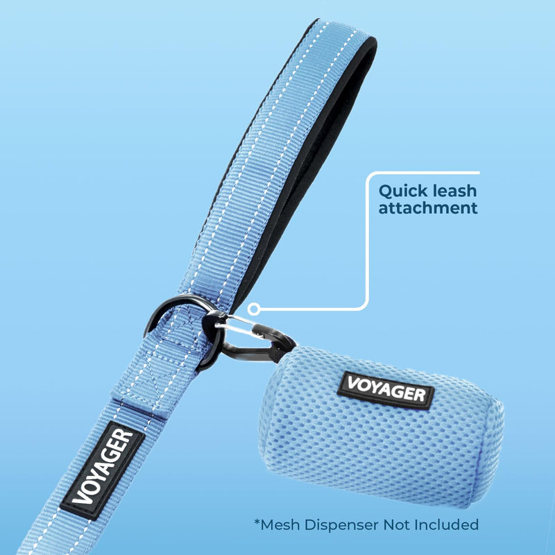 Voyager Reflective Dog Leash with Neoprene Handle, 5ft Long, Supports Small, Medium, and Large Breed Puppies, Cute and Heavy Duty for Walking, Running, and Training - Baby Blue (Leash), M Leash (Baby Blue) 3/4" x 5ft - PawsPlanet Australia