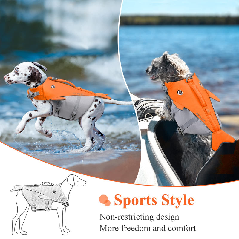 VIVAGLORY Cute Dog Life Vest, Swimming Vest with Handle, Ripstop & Buoyancy for Doggy Puppy, Dog Life Jacket for Swimming & Boating, M, Bright Orange M: 22-26 inch (Ribcage Girth) - PawsPlanet Australia