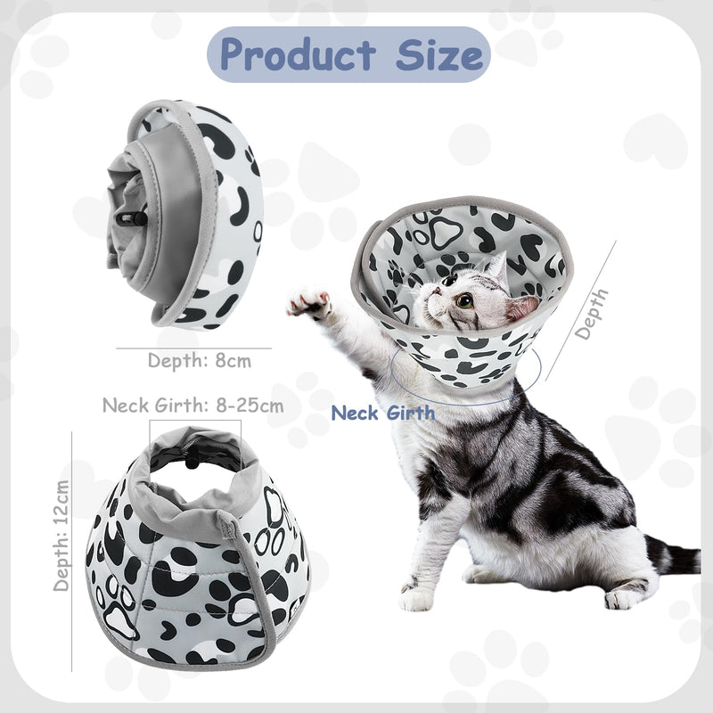 Cat Collar, Soft, Cat Collar, Adjustable Cat Collar, Grey, Polyester, PU, 8-25 cm, Prevents Licking Wounds, Ideal for Long-Term Use
