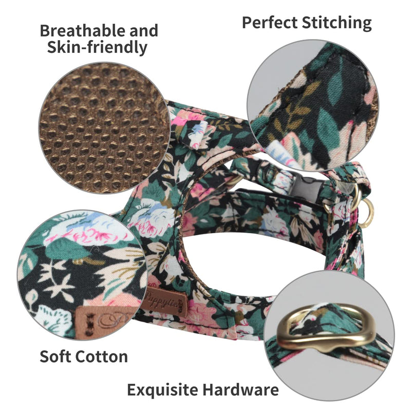 Cat Harness and Leash,Soft Escape Proof Adjustable Cat Mesh Vest Harness Ultra Light Breathable Cat Vest for Medium,Large Cats,Floral Print,S S Floral Print - PawsPlanet Australia
