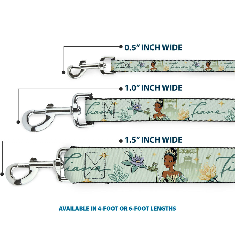 Disney Pet Leash, Dog Leash, The Princess and The Frog Tiana Palace Pose with Script Green, 6 Feet Long 1.5 Inch Wide 6 Feet Long - 1.5" Wide - PawsPlanet Australia