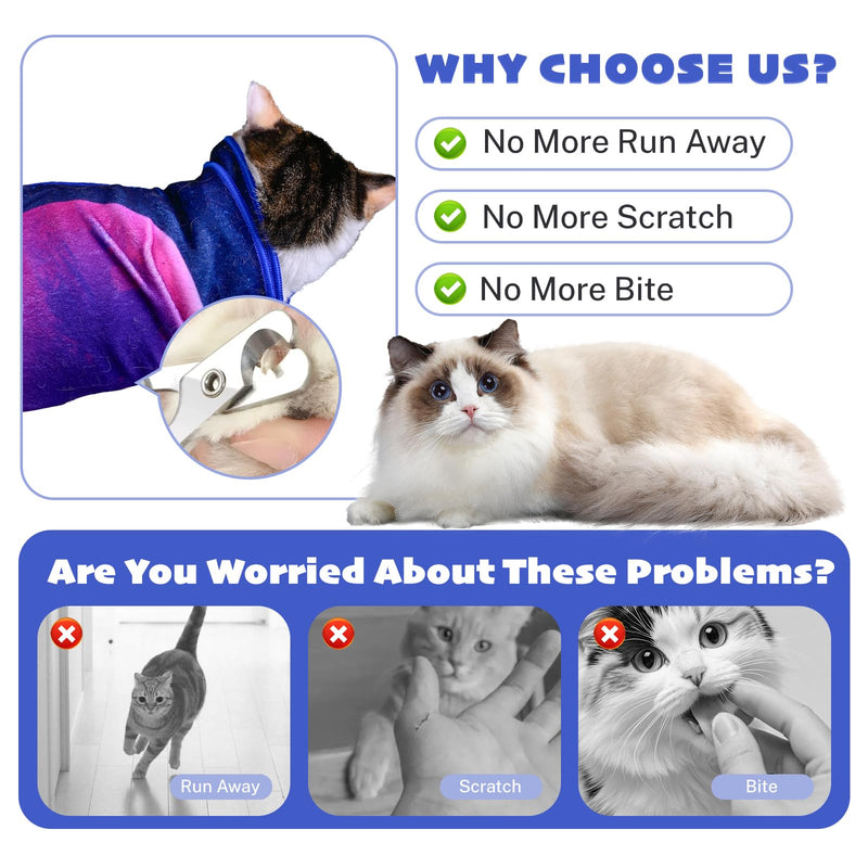 19.7" Cat Wrap for Grooming Cat Pets Rabbit Cats Wrap for Cutting Nails Cat Restraint for Nail Clipping Self Adhesive Blanket Restraint Clothes for Cats 19.7inch - PawsPlanet Australia