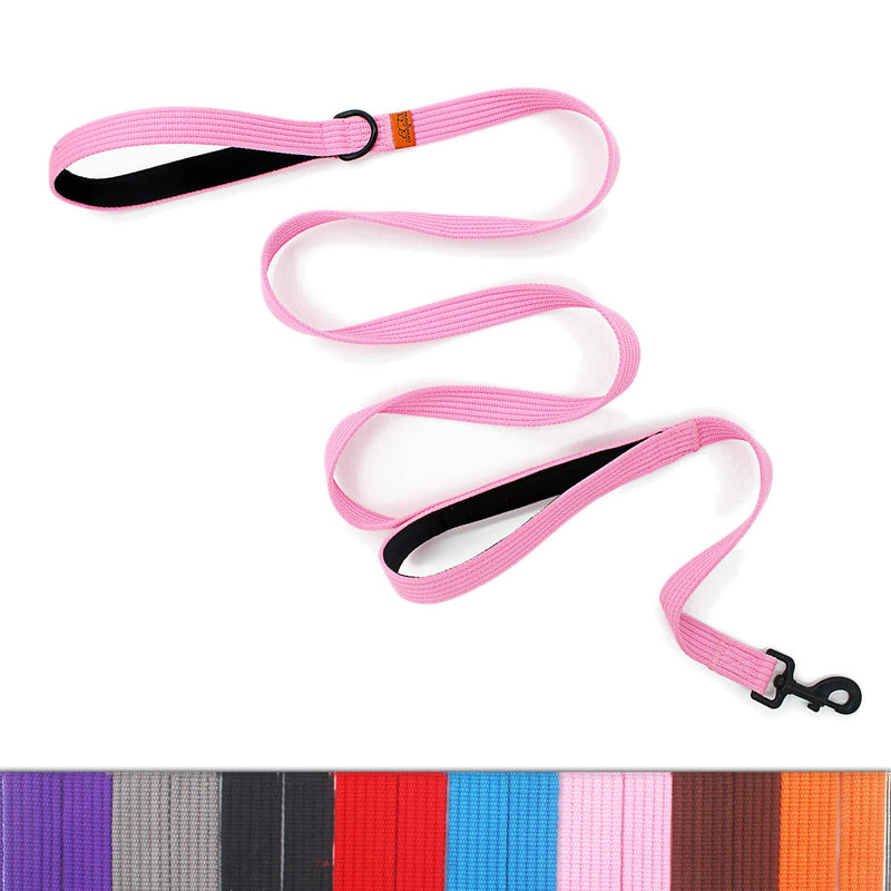 lynxking Dog Training Leash Double Handle Dog Leash Heavy Duty 6ft Webbing 2 Padded Handles Leash Long Reflective Safety Walking Lead for Small Medium Large Dogs Medium-3/4"x 6' Pink - PawsPlanet Australia