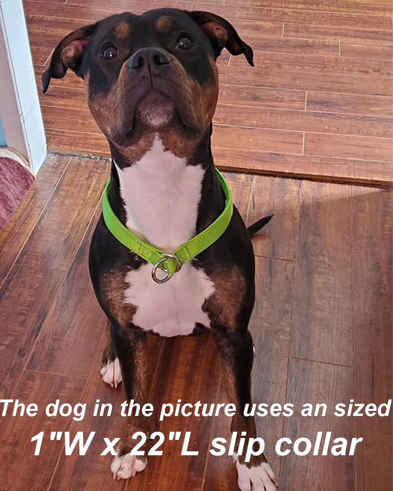 Reflective Dog Choke Collar, Soft Nylon Training Slip Collar Suitable for Dog Weight Around 20-38 pounds (5/8" W x 15.5" L, Pink Collar) S: 5/8"W x 15.5"L (neck size: 12.9"-14.9") - PawsPlanet Australia