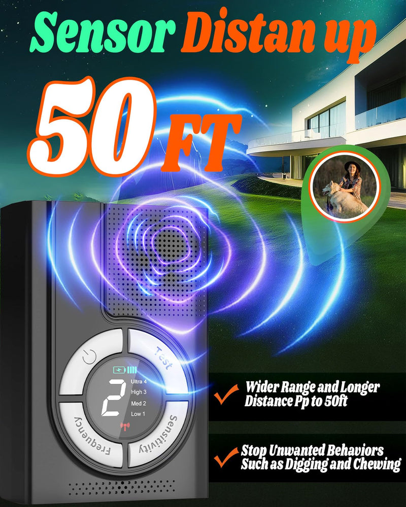 1500 mAh Rechargeable Anti Barking Device for Dogs Indoor, 9 Modes Dog Bark Deterrent Devices Dog Training & Behavior Aids Up to 50 Ft Range, Bark Box Dog Barking Control Devices Safe for Humans, Dogs Black