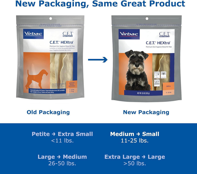 Virbac C.E.T. HEXtra Premium Oral Hygiene Chews for Dogs, 11-25 lbs, 8.5 Oz 8.5 Ounce (Pack of 1) - PawsPlanet Australia